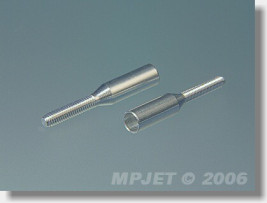 Koncovka táhla duralová pro trubku o průměru 3 mm, závit M2,5 (2 ks)