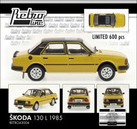 1:43 Škoda 130 L (1985), export változat – sárga/fekete