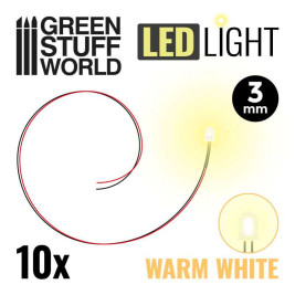 LED dióda meleg fehér 3mm (10 db)