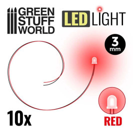 LED dióda piros 3mm (10 db)