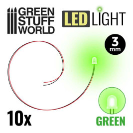 LED dióda zöld 3mm (10 db)