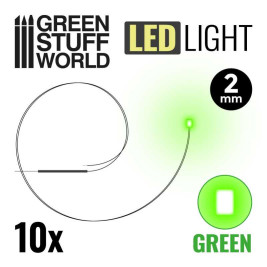 LED dióda zöld 2mm (10 db)