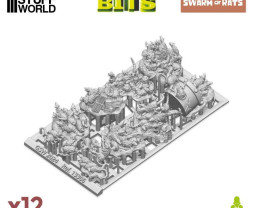 3D Printed Set Swarm of Rats – 3D nyomtatott patkánycsoportok (12 db)