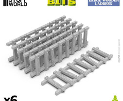 3D Printed Large Wooden Ladders 1:48-1:35 - 3D nyomtatott nagy falétrák (6 db)