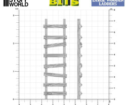 3D Printed Large Wooden Ladders 1:48-1:35 - 3D nyomtatott nagy falétrák (6 db)