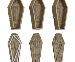 3D Printed Dungeon Wooden Coffins 1:48 - 3D nyomtatott fakoporsók (3 db)