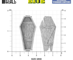 3D Printed Dungeon Wooden Coffins 1:48 - 3D nyomtatott fakoporsók (3 db)