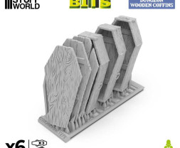 3D Printed Dungeon Wooden Coffins 1:48 - 3D nyomtatott fakoporsók (3 db)