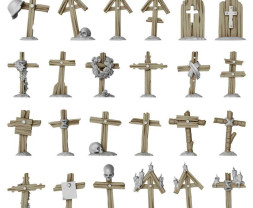 3D Printed Trench Wooden Crosses 1:48-1:35 - 3D nyomtatott fa keresztek (24 db)