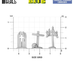 3D Printed Trench Wooden Crosses 1:48-1:35 - 3D nyomtatott fa keresztek (24 db)