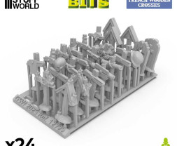 3D Printed Trench Wooden Crosses 1:48-1:35 - 3D nyomtatott fa keresztek (24 db)