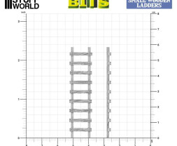 3D Printed Small Wooden Ladders 1:48-1:35 - 3D nyomtatott kis falétrák (6 db)