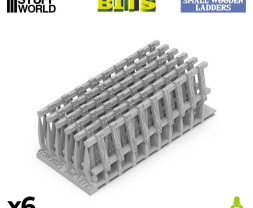3D Printed Small Wooden Ladders 1:48-1:35 - 3D nyomtatott kis falétrák (6 db)