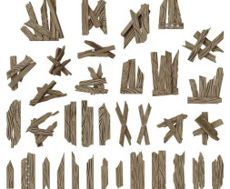 3D Printed Set Broken Wood Planks – 3D nyomtatott sérült fa deszkák (35 db)