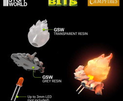 3D Printed Set Campfires for 3mm LEDs – 3D nyomtatott tábortűz 3 mm-es LED-ekhez (5 db)