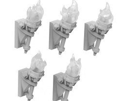 3D Printed Set Wall Torches for 3mm LEDs – 3D nyomtatott fali zseblámpák készlet 3 mm-es LED-ekhez (5 db)