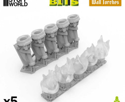 3D Printed Set Wall Torches for 3mm LEDs – 3D nyomtatott fali zseblámpák készlet 3 mm-es LED-ekhez (5 db)