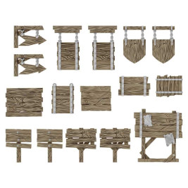 3D Printed Set Wood Signs – 3D nyomtatott fatáblák (16 db)