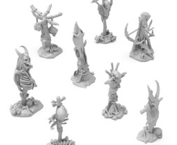 3D Printed Set Dark Skull Totems – 3D nyomtatott sötét koponyák (8 db)