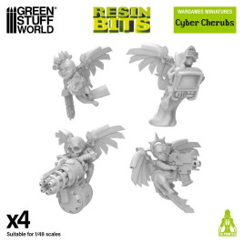 3D Printed Set Cyber Cherubs Servitors – 3D nyomtatott kibernetikus kerubok (4 db)