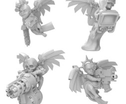 3D Printed Set Cyber Cherubs Servitors – 3D nyomtatott kibernetikus kerubok (4 db)