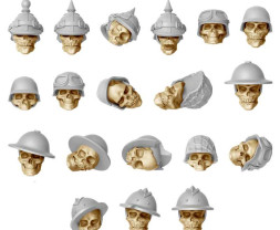 3D Printed Set Skulls with Helmets – 3D nyomtatott koponyák sisakkal (40 db)