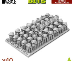 3D Printed Set Skulls with Helmets – 3D nyomtatott koponyák sisakkal (40 db)