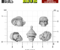 3D Printed Set Skulls with Helmets – 3D nyomtatott koponyák sisakkal (40 db)
