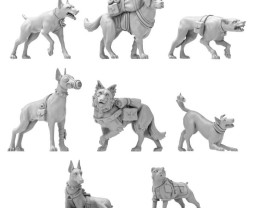 3D Printed Set War Dogs – 3D nyomtatott harci kutyák (9 db)