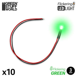 3mm zöld villogó LED (10 db)