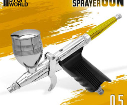 GSW airbrush szórópisztoly ergonomikus fogantyúval és 0,5 mm-es fúvókával