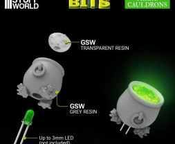 3D Printed Set Magic Cauldrons for 3mm LEDs – 3D nyomtatott varázsüstök 3 mm-es LED-ekhez (5 db)