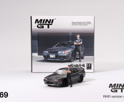 1:64 Nissan Skyline GT-R (R32) Gunmetal w/ Tsugio Matsuda Figure