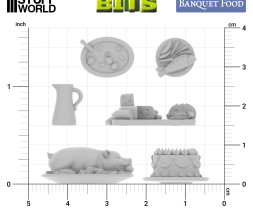 3D Printed Set Banquet Food – 3D ünnepi asztal (20 db)