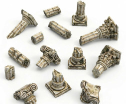 3D Printed Set Greek Column Ruins – 3D nyomtatott ősi oszlopromok (14 db)