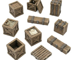 3D Printed Set Wooden Food Crates – 3D nyomtatott fa szállítóládák (14 db)