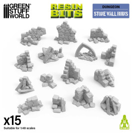 3D Printed Set Stone Wall Ruins – 3D nyomtatott kőfal romok (15 db)