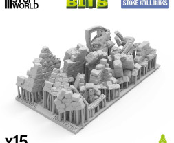 3D Printed Set Stone Wall Ruins – 3D nyomtatott kőfal romok (15 db)