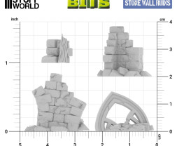 3D Printed Set Stone Wall Ruins – 3D nyomtatott kőfal romok (15 db)