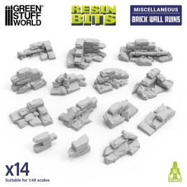 3D Printed Set Stone Wall Ruins – 3D nyomtatott kőfal romok (14 db)