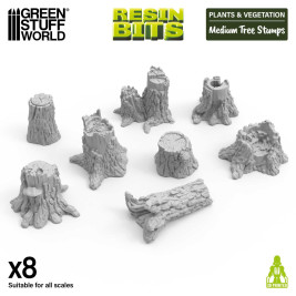 3D Printed Set Medium Tree Stumps – 3D nyomtatott közepes fatuskók (8 db)