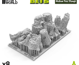 3D Printed Set Medium Tree Stumps – 3D nyomtatott közepes fatuskók (8 db)